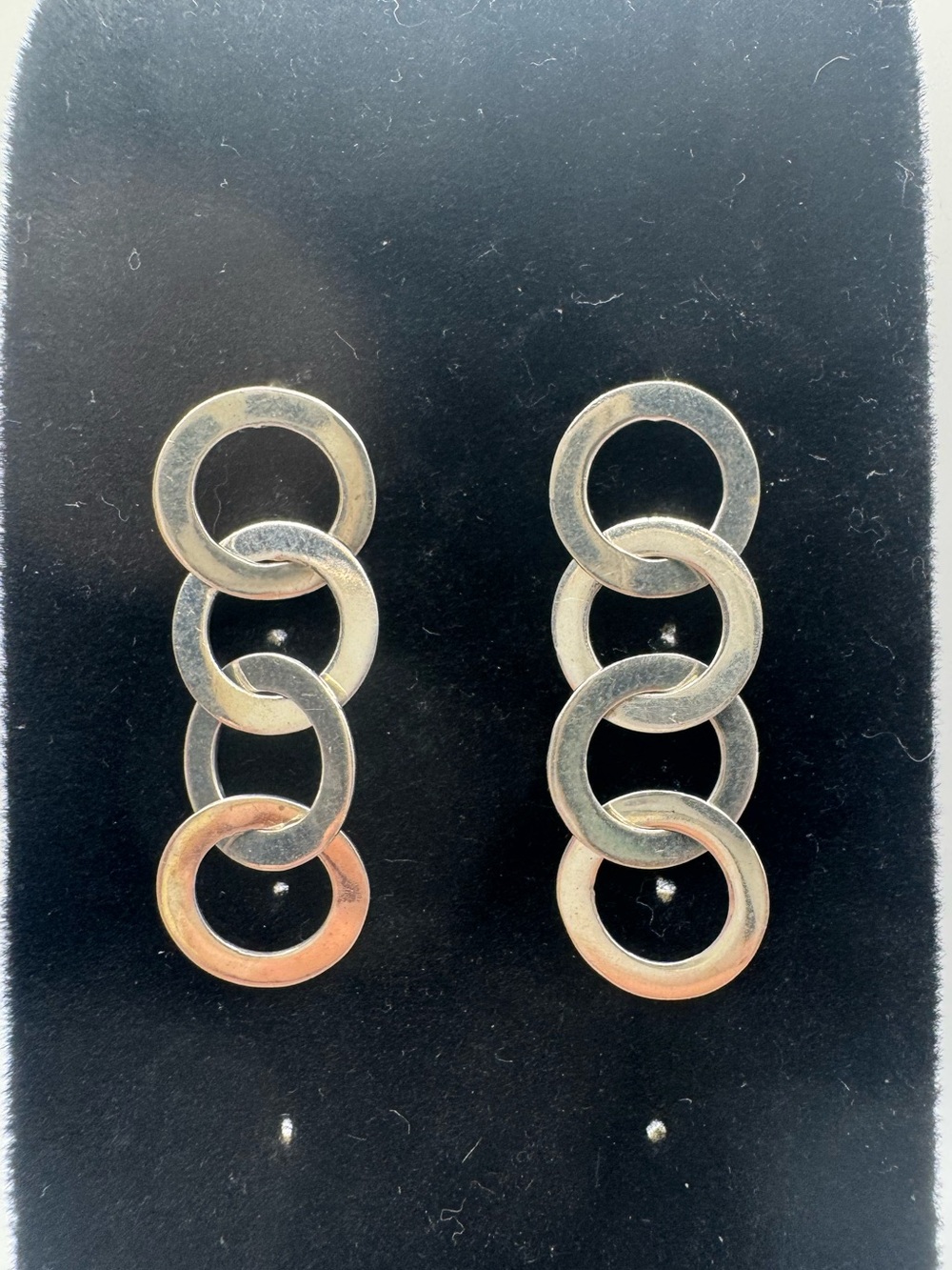Sterling Silver Linked Circle Drop Earrings